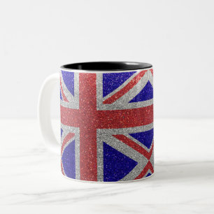 Union Jack Flag London British Glitter Home Office Two-Tone Coffee Mug