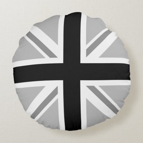 Union JackFlag Monochrome Round Pillow