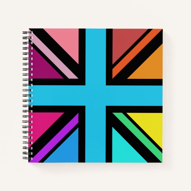 Union Jack/Flag Multicolored+Black Design Notebook (Front)