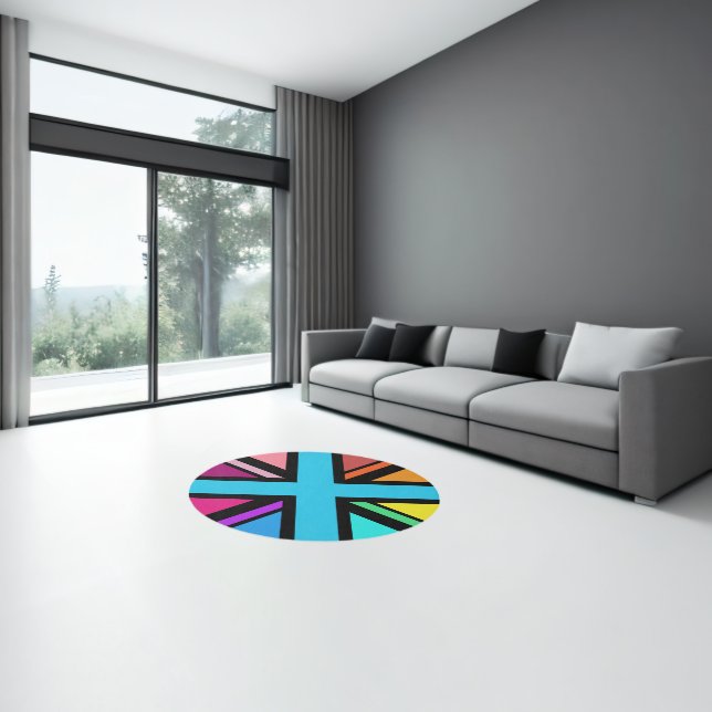 Union Jack/Flag Multicolored+Black Design Rug (Insitu (Indoor 3))