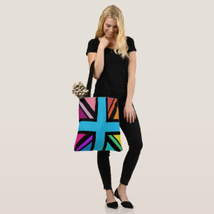 Union Jack/Flag Multicolored+Black Design Tote Bag