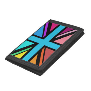Union Jack/Flag Multicolored+Black Design Trifold Wallet