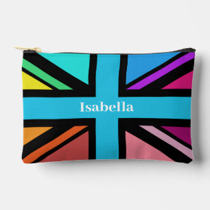 Union Jack/Flag Multicolored+Black (Name) Accessory Pouch