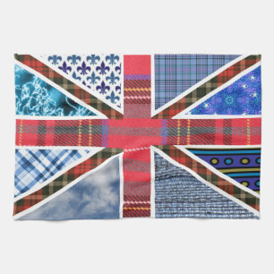 Union Jack Flag of Tartan & Fabric Patterns Towel