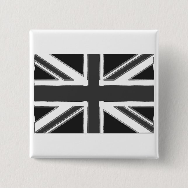Union Jack flag of the UK - Chrome Button (Front)