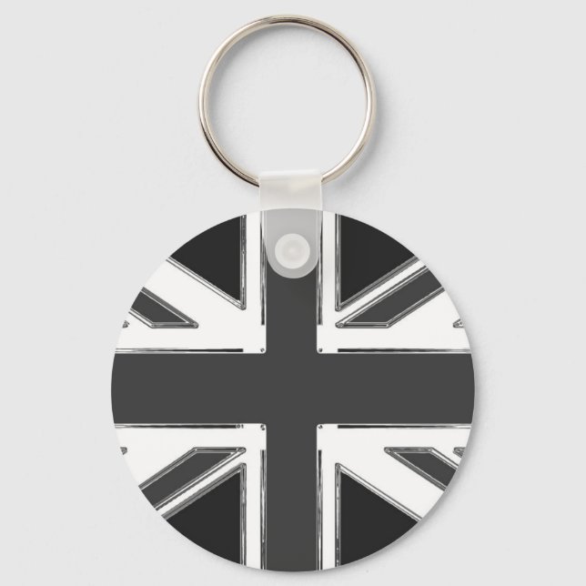 Union Jack flag of the UK - Chrome Keychain (Front)