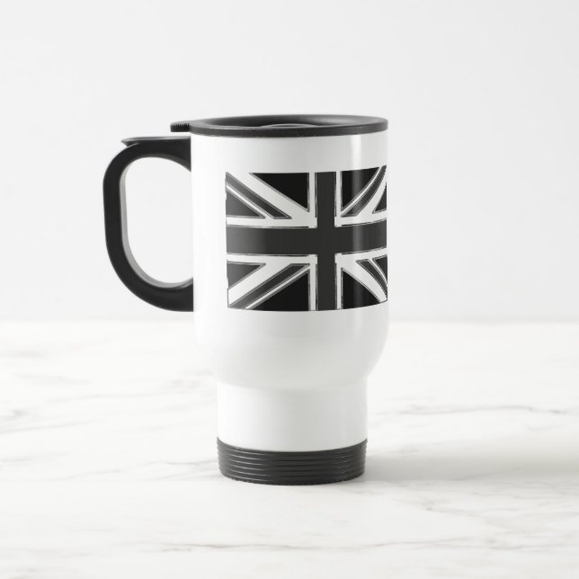 Union Jack flag of the UK - Chrome Travel Mug (Left)