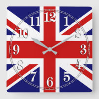 Union Jack Flag of the United Kingdom Square Wall Clock