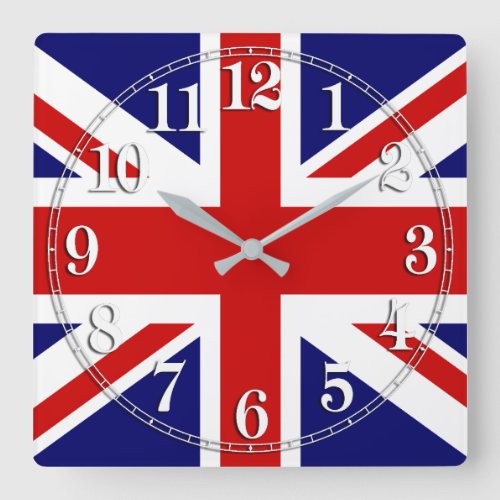 Union Jack Flag of the United Kingdom Square Wall Clock