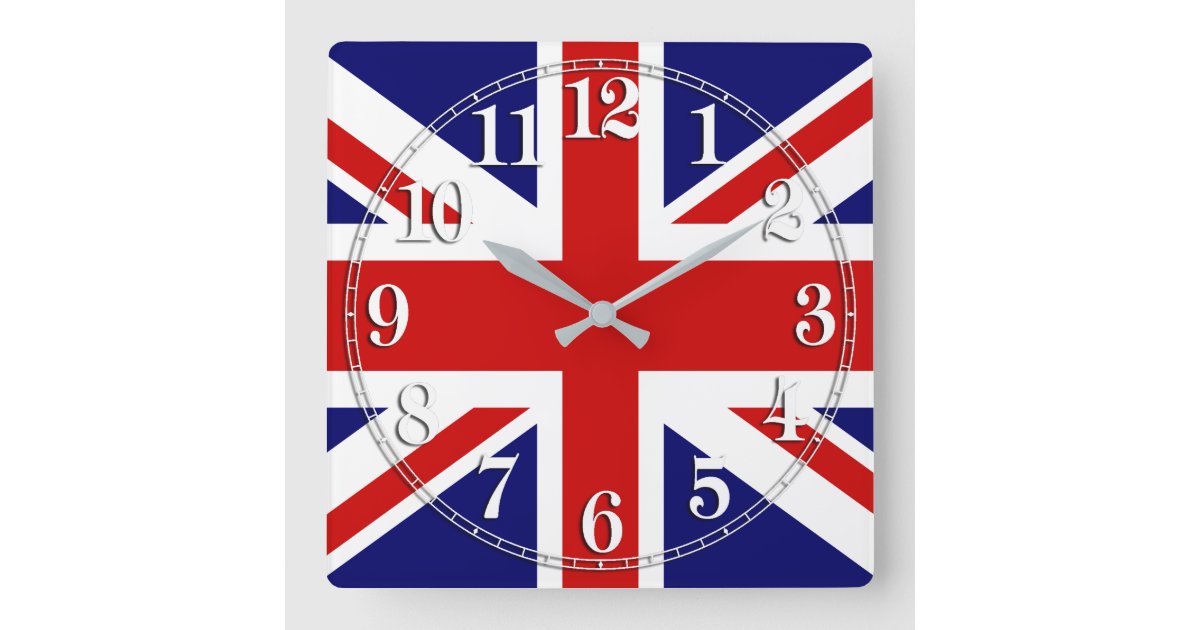 Union Jack Flag of the United Kingdom Square Wall Clock | Zazzle