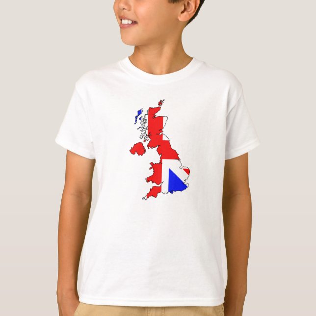 Union Jack Flag on British Map Kids T-Shirt (Front)