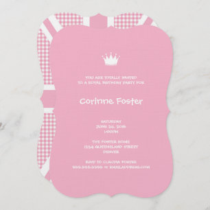 Union Jack Flag Pastel Pink Gingham Invitation