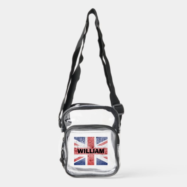Union Jack Flag Personalized Cross Body Bag (Front)