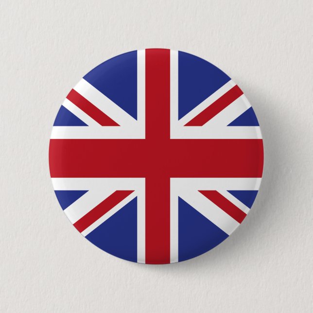 Union Jack Flag Pine Short prop Swipes in United Pinback Button (Front)