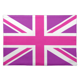 Union Jack Flag Pink, Purple & White Placemat