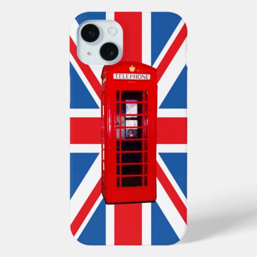 Union JackFlag  Red Phone Box Design iPhone 15 Plus Case