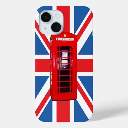 Union JackFlag  Red Phone Box Design iPhone 15 Case