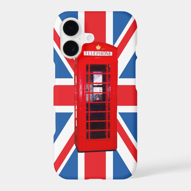 Union Jack/Flag & Red Phone Box Design Iphone Case (Back)