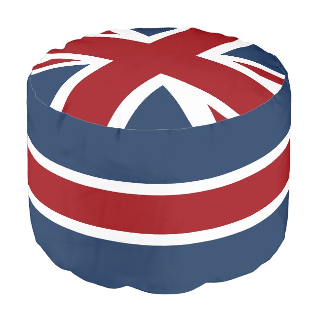 Union Jack Flag Red White and Blue Pouf (Angled Front)