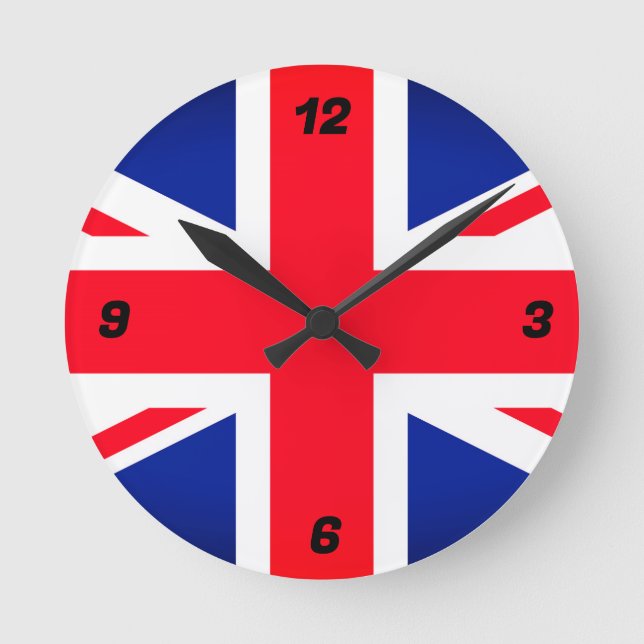 Union Jack Flag Round Wall Clock (Front)