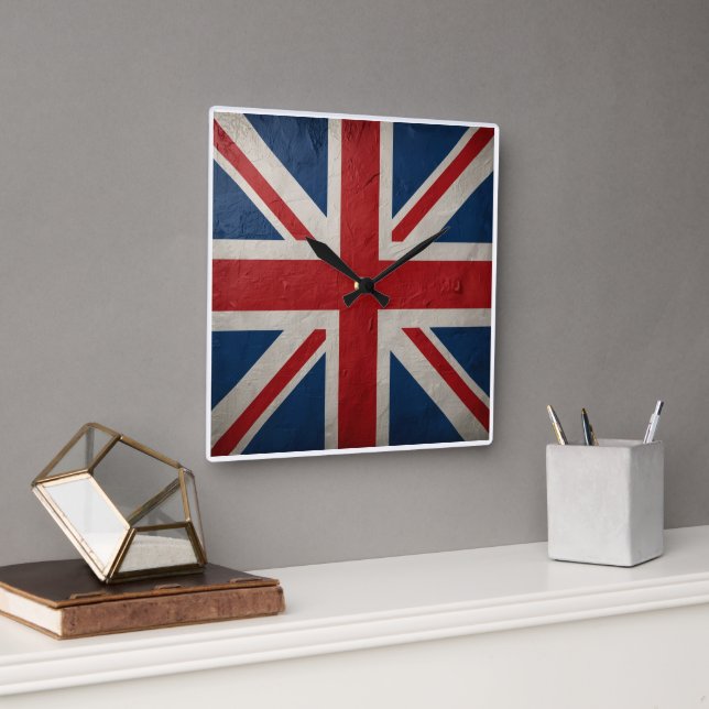 Union Jack flag Square Wall Clock (Office)