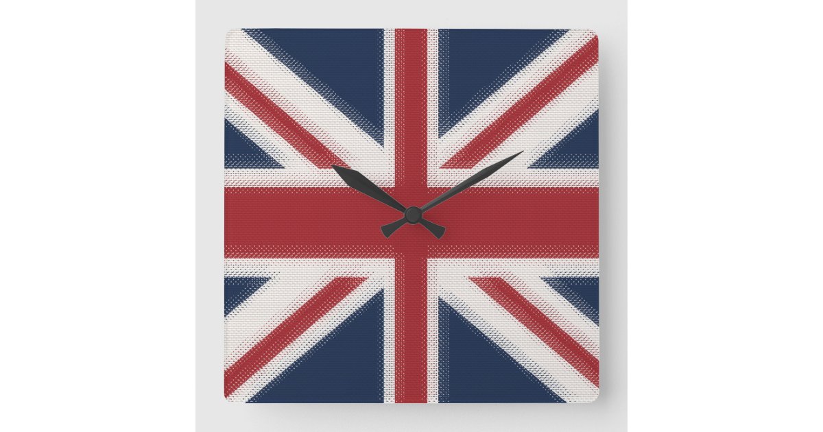 Union Jack Flag Square Wall Clock | Zazzle