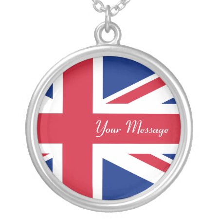 Union Jack Flag Sterling Silver Necklace