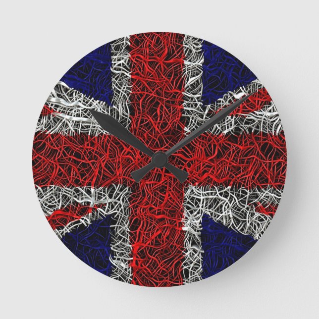 Union jack flag uk patriotic round clock (Front)