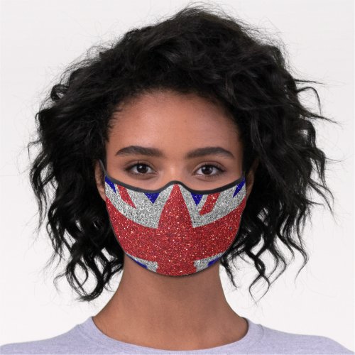 Union Jack Flag United Kingdom England Glitter Premium Face Mask