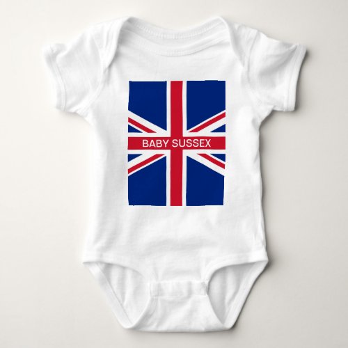 Union Jack Flag United Kingdom Monogrammed Name Baby Bodysuit