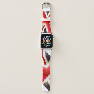 Union jack flag waving in the wind apple watch band