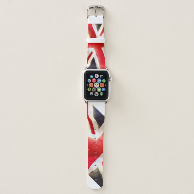 Union jack flag waving in the wind apple watch band (Front)