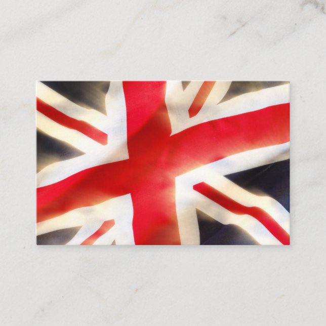 Union jack flag waving in the wind business card (Front)