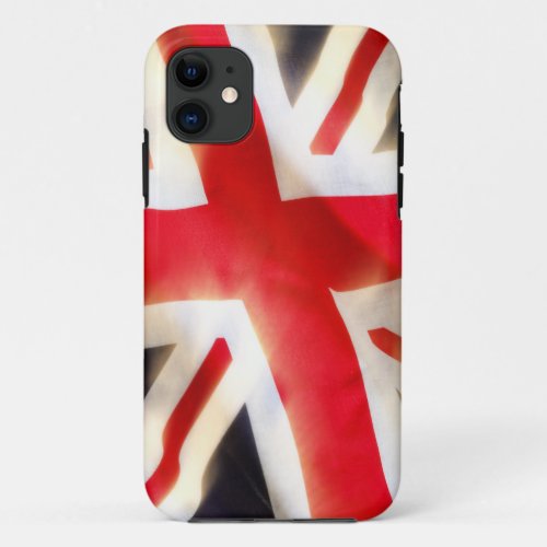 Union jack flag waving in the wind iPhone 11 case