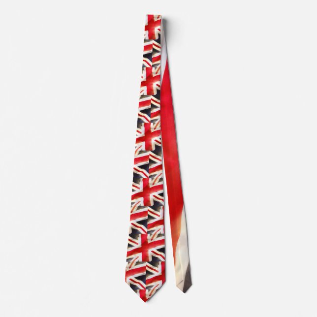 Union jack flag waving in the wind neck tie (Front)