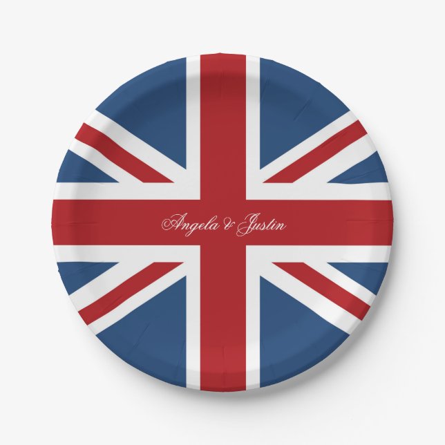 Union Jack Flag Wedding Paper Plates (Front)