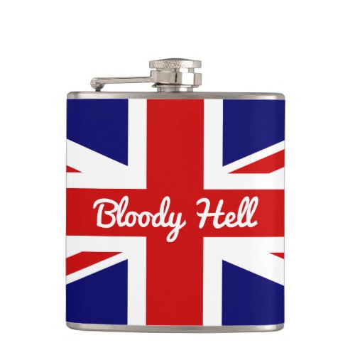 Union Jack Flag with Funny Quote Flask