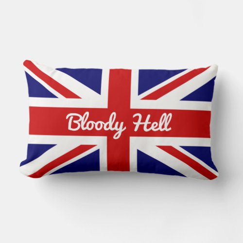 Union Jack Flag with Funny Quote Lumbar Pillow