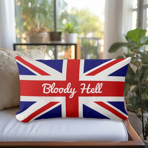 Union Jack Flag with Funny Quote Lumbar Pillow