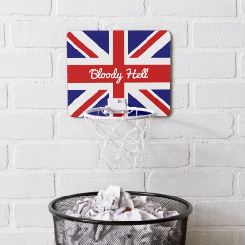 Union Jack Flag with Funny Quote Mini Basketball Hoop