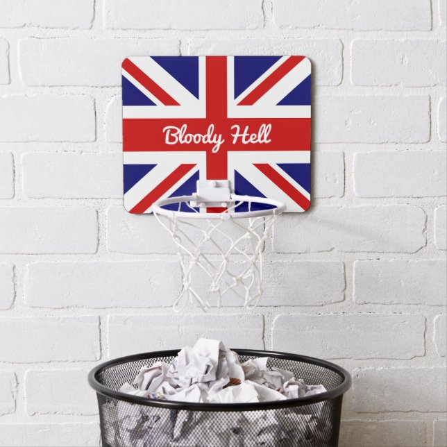 Union Jack Flag with Funny Quote Mini Basketball Hoop (In Situ)