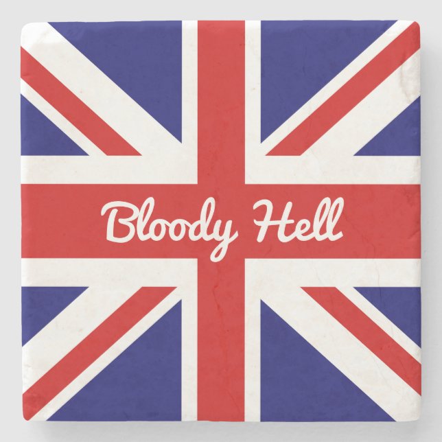 Union Jack Flag with Funny Quote Stone Coaster (Front)