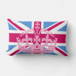 Union Jack Flag With Pink Crown Lumbar Pillow at Zazzle