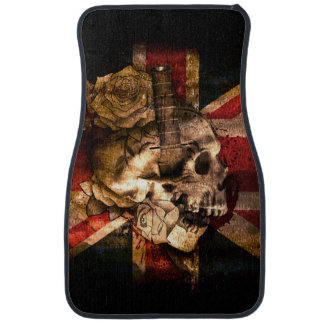Union Jack Flag with Skull Rose Dagger Car Floor Mat
