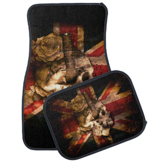 Union Jack Flag with Skull Rose Dagger Printed Car Mat