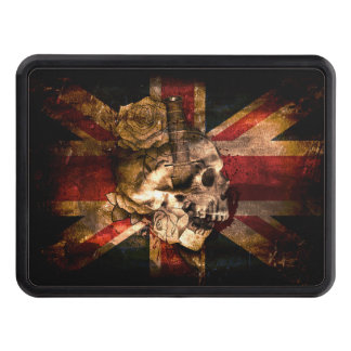 Union Jack Flag with Skull Rose Dagger Printed Tow Hitch Cover