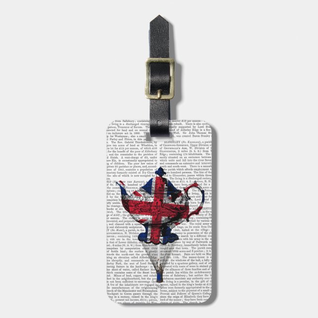 Union Jack Flying Teapot Luggage Tag (Front Vertical)