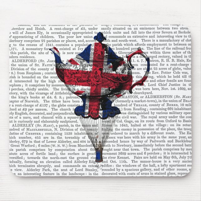 Union Jack Flying Teapot Mouse Pad (Front)
