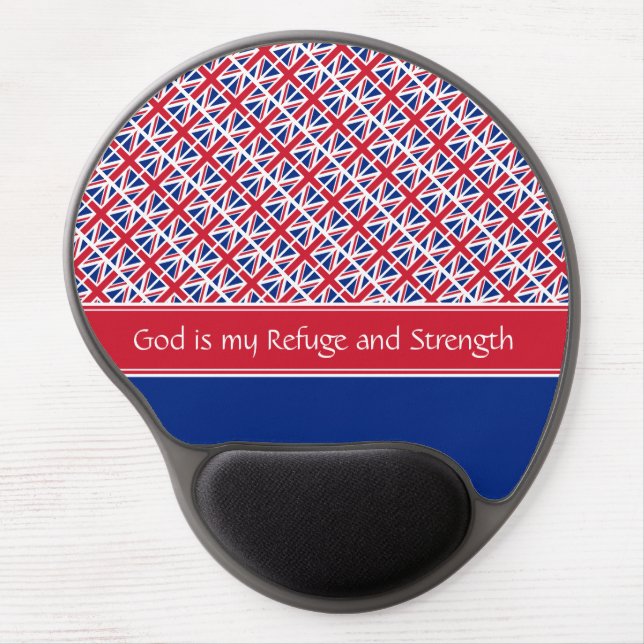 UNION JACK God Refuge Strength Christian Gel Mouse Pad (Front)