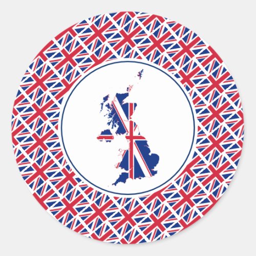 UNION JACK Great Britain UK Flag Map Patriotic Classic Round Sticker